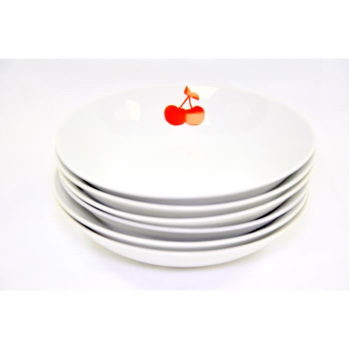 Lot De 6 ASSIETTES CREUSE 20CM CERISE PORCELAINE ASSICE003 Cdiscount lot-de-6-assiettes-creuse-20cm-cerise-porcelaine-assice003-cdiscount