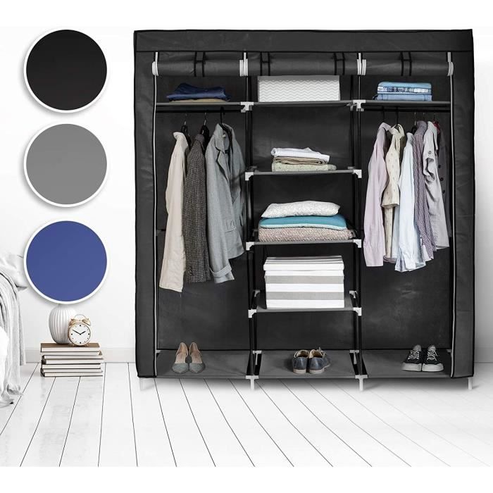Dressing Chambre Adulte - Armoire Penderie en Tissu avec Double Tringle à Vêtement