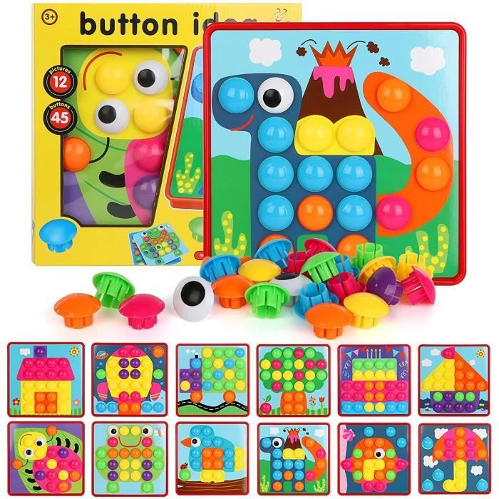 Gohytal Jeu De Mosaïque Champignons – 240 Perles, 10 Cartes, Planche à Chevilles, Boîte Rangement, Éducatif Dès 3 Ans