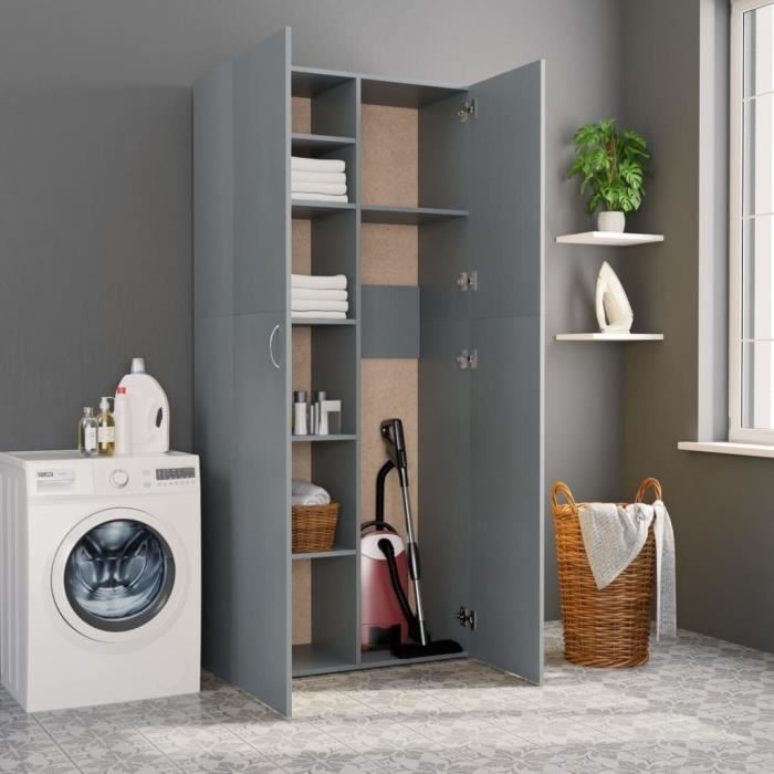 Armoire De Rangement Gris 80 X 35 5 X 180 Cm Agglomere Achat Vente Armoire De Chambre Armoire De Rangement Soldes Sur Cdiscount Des Le 20 Janvier Cdiscount