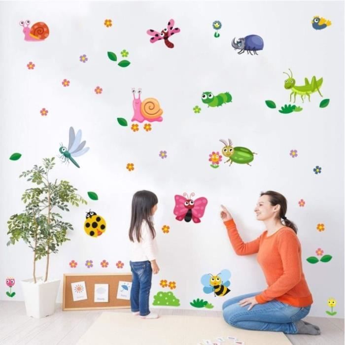 Stickers Fenêtre Enfants Fleurs & Abeilles - Autocollants Décoratifs Soleil, Film PVC Statique, 42x30 Cm, Pour Vitres Et Miroirs