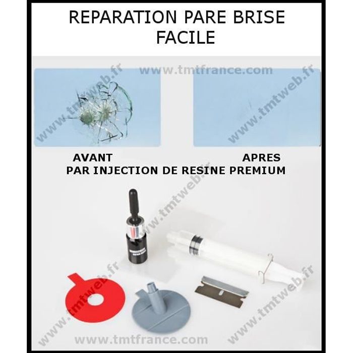 Kit Reparation Pare Brise, Kit de Réparation de Verre Fissuré, Colle Pare  Brise de Réparer Les éclats de Pare-Brise, Les Bulles - Cdiscount Auto