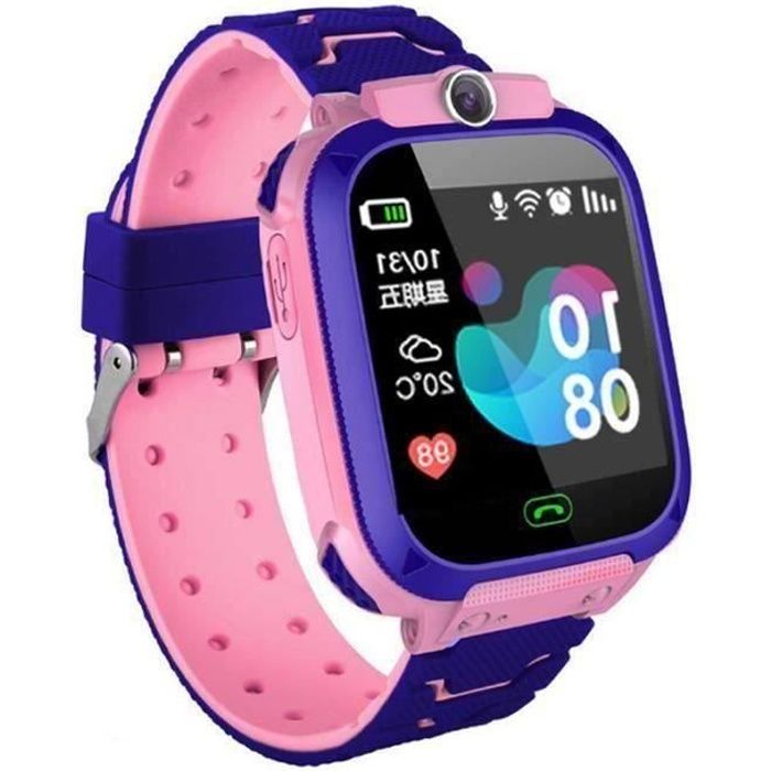 Enfants Montre Intelligente GPS Localisateur WiFi Tracker SOS Appel Android Montre connectée pour enfant - ROSE