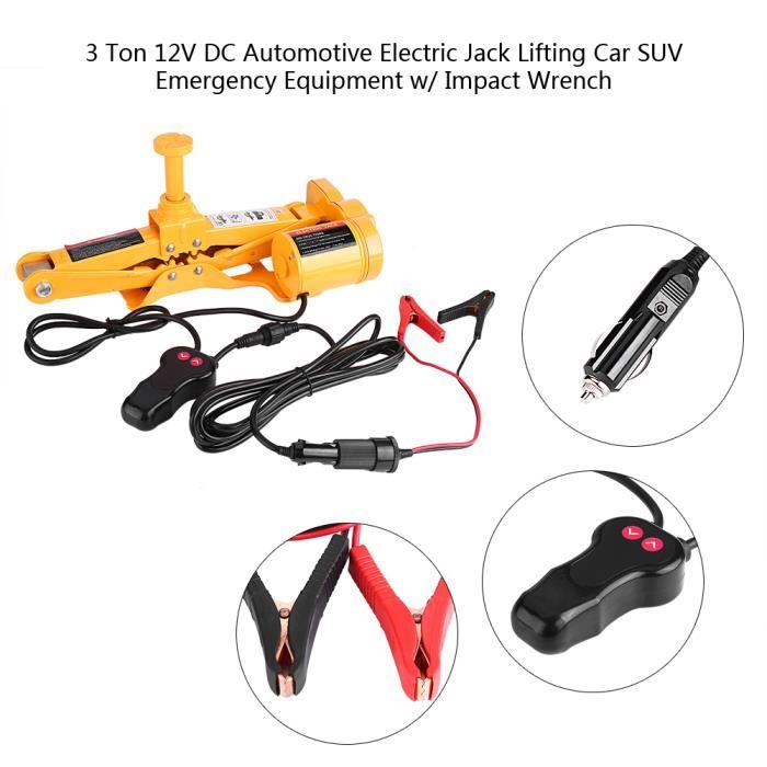 Cric électrique 2 Tonnes 12V, Jack Voiture Tout-en-un, Jaune, Neuf