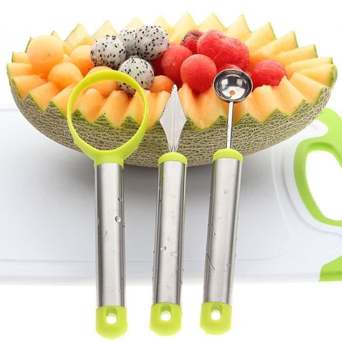 Decoupe fruit,Grand magasin cuillère à pastèque trois pièces Fruits  assortiment plats froids ensemble d'outils couteau [D366628932]
