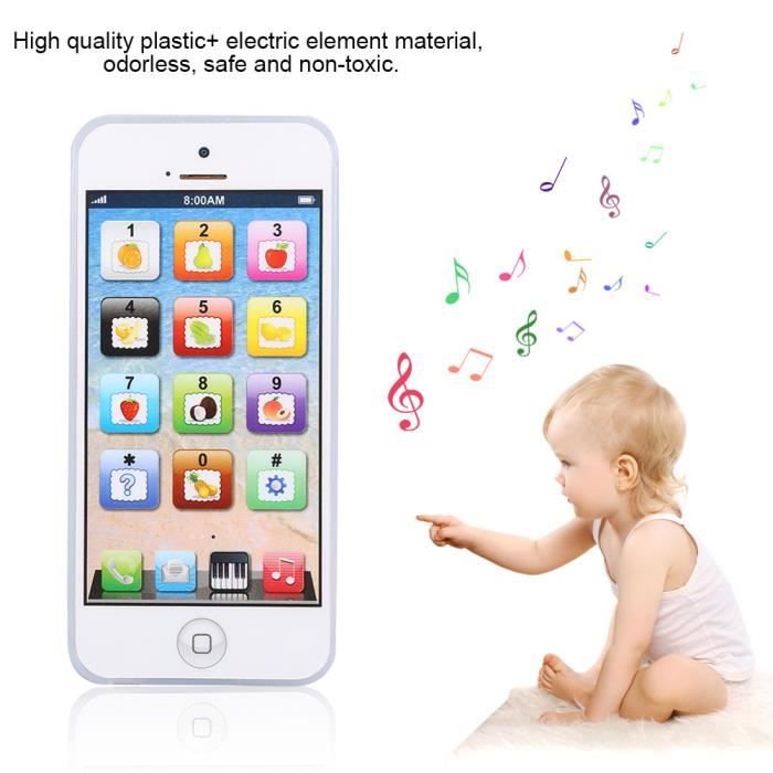 Blanc1x Jouet téléphone portable pour enfant iPhone apprentissage