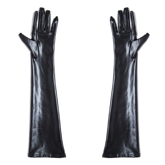 Gants Longs Femme En Similicuir Brillant - Pour Soirée, Club, Déguisement - Tailles S à XXL