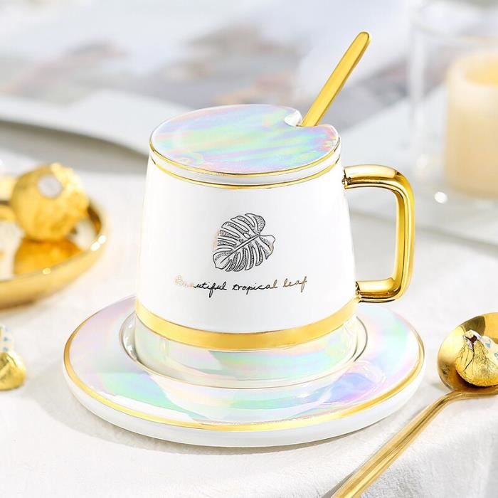 Ensemble Tasse à Café Céramique Rose 310ml Avec Soucoupe Et Cuillère - Design Sac à Main Luxueux