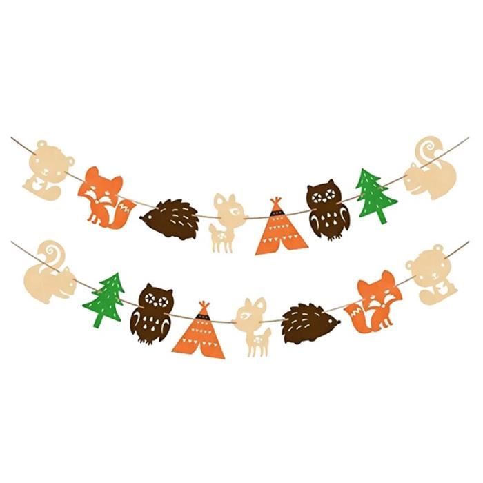 Decoration De Fete Dessin Anime Animal Foret Herisson Ecureuil Renard Guirlande Banderoles Banniere Fanion Drapeaux Pour Bebe Cdiscount Maison