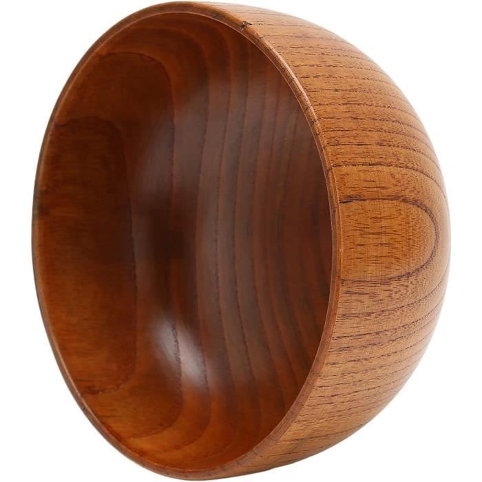 Saladier En Bois De Peuplier Marron Ø45 Cm - Grand Saladier Rustique Et Élégant Pour Salades, Fruits, Décoration Table