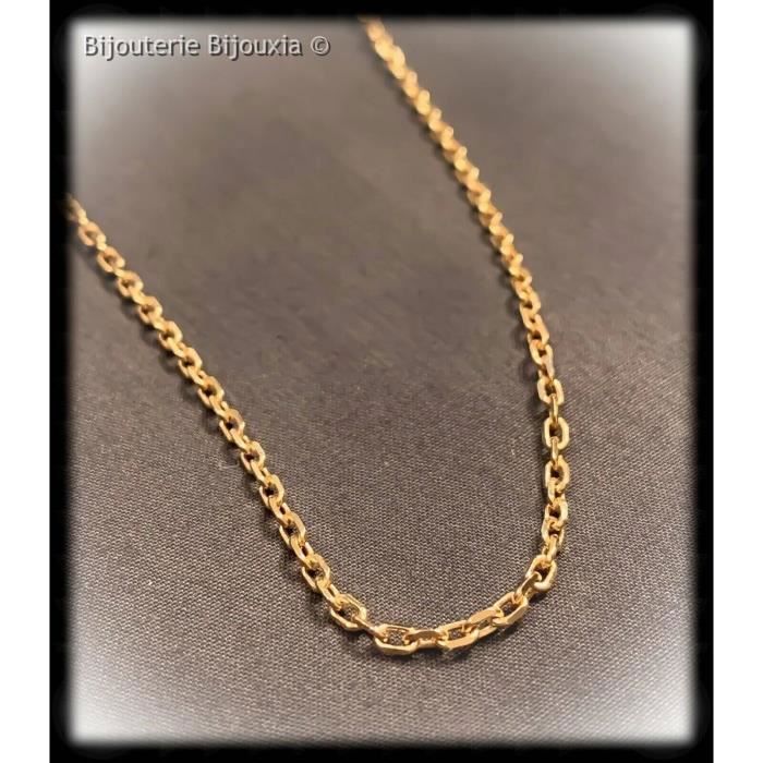 Chaîne Maille Forçat Diamantée 55cm - Plaqué Or 18 Carats, Mixte, Neuve Avec étiquettes
