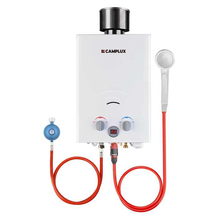 Chauffe-eau instantané à gaz avec housse de pluie CAMPLUX BW158C-DE LPG Chauffe-eau portable 6 L 50 mbar pour camping douche