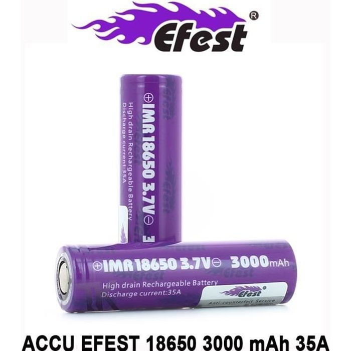 Accu EFEST IMR 18650 Milka de 3000mAh et 35 Ampres pour Boxs et Mods e- cigarettes. Certifi AUTHENTIQUE - Cdiscount Au quotidien