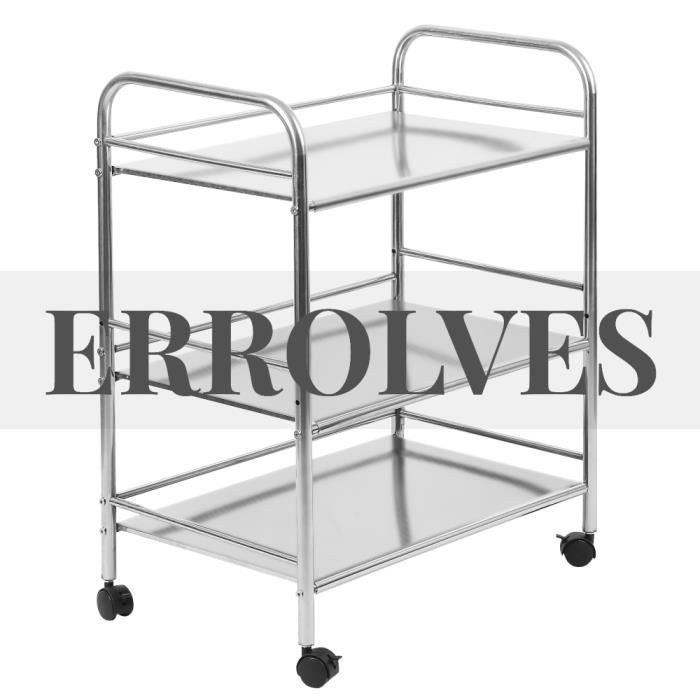 Desserte de cuisine en acier ERROLVES - Billot de cuisine 60x36x74cm - Roulettes