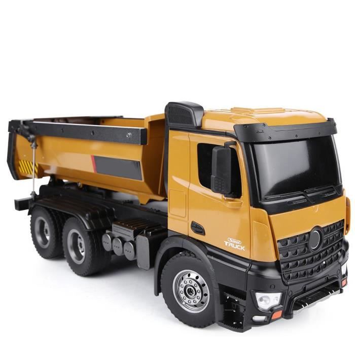 Camion Rc - Camion benne orientable - Jouets - Avec télécommande - 2.4 GHz  - Jaune