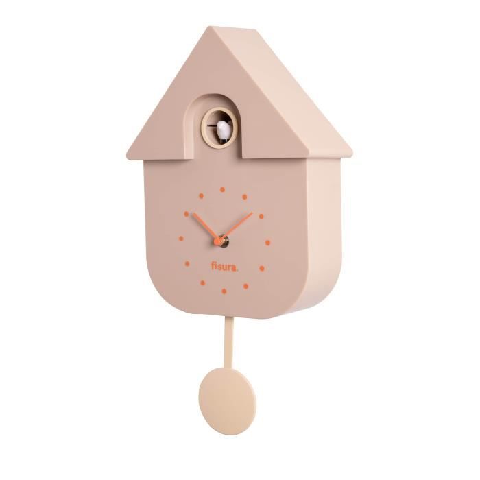 Horloge Coucou Fisura Vert Olive Cadran Beige - Horloge Murale Originale En ABS, Décoration Amusante, Dimensions 21,5 X 8 X 41,5 Cm