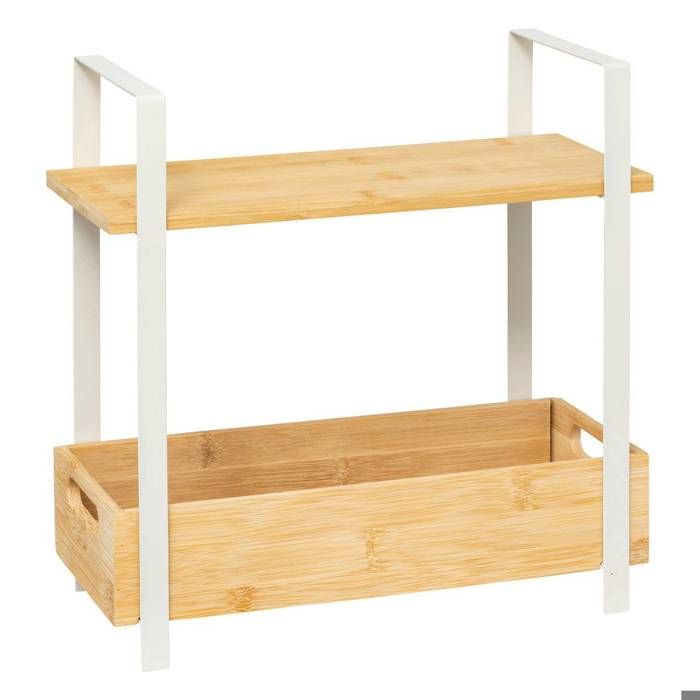 Étagère Ordera 2 niveaux avec bac de rangement en bambou - 5five Étagère Ordera 2 niveaux avec bac de rangement en bambou - 5five
