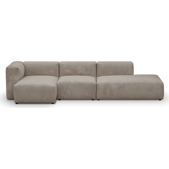 Canapé dangle à gauche avec méridienne 5 places en velours côtelé taupe - Modulo