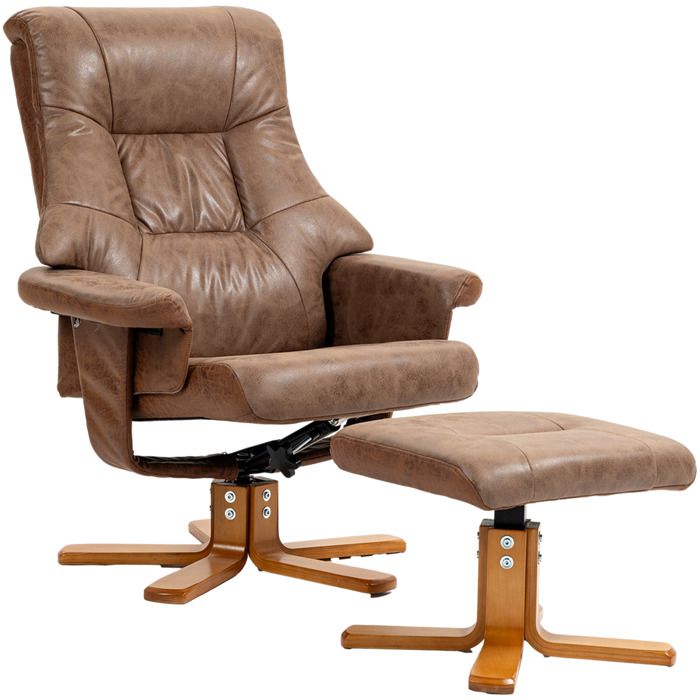 HOMCOM - Fauteuil relax inclinable - Microfibre (100% polyester) - 78x82.5x109cm - Marron