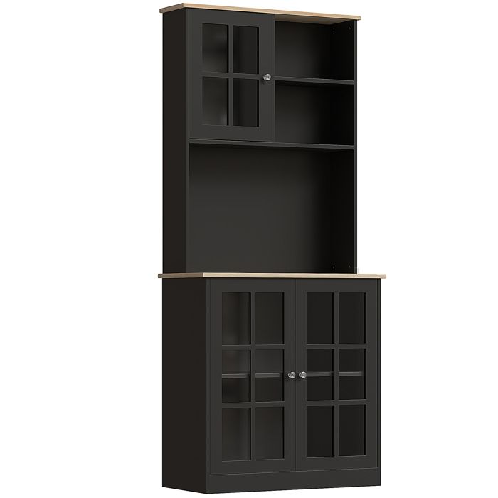 Armoire de cuisine multirangements 3 portes vitrine verre avec étagère