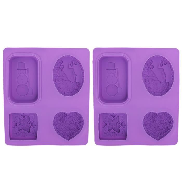 2 Pièces Moule à Savon Silicone 4/6 Cavités Avec Trou De Suspension - Réutilisables Pour Savons, Bougies Et Artisanat