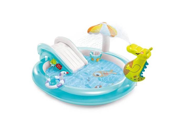 Piscine/Piscinette gonflable Aire de jeux Alligator INTEX - A partir de 2 ans - 160L - Bouée canard + seau gonflable - 57165NP