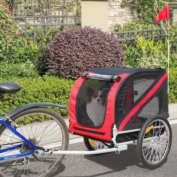 Remorque vélo pliable pour chien JEOBEST - Capacité de charge 40kg - Rouge et noir