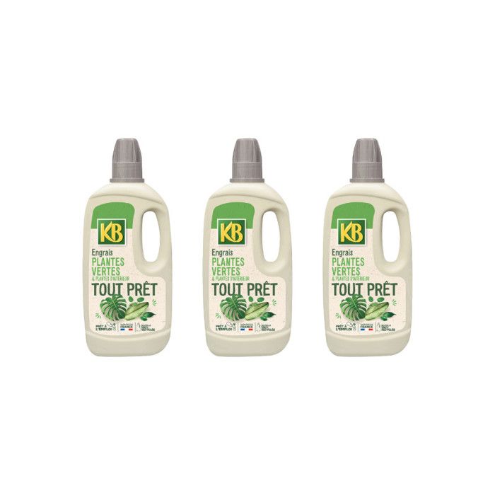 Lot de 3 engrais tout prêt plantes vertes et plantes dintérieur KB - 1L