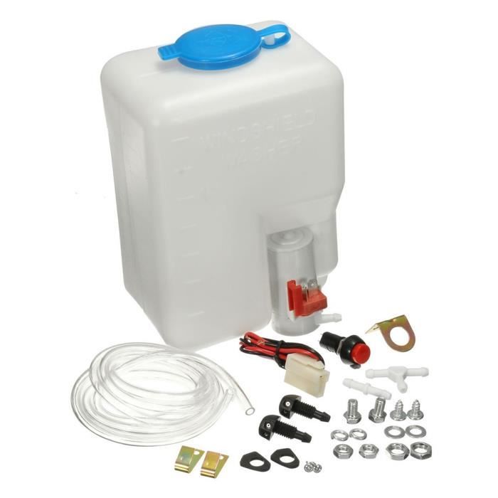Wadoy Kit de pompe de lave-glace universelle 99300 avec réservoir de  liquide, pompe à bouteille avec essuie-glace à main UTV