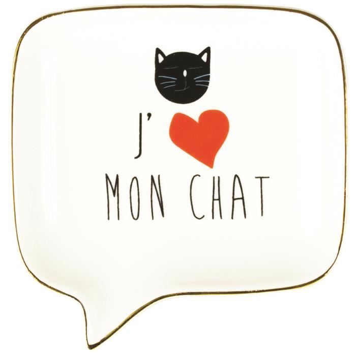 Coupelle Vide Poches Ceramique J Aime Mon Chat Blanc Noir Rouge 11 5x11 3x2 Cm R0487 Cdiscount Maison