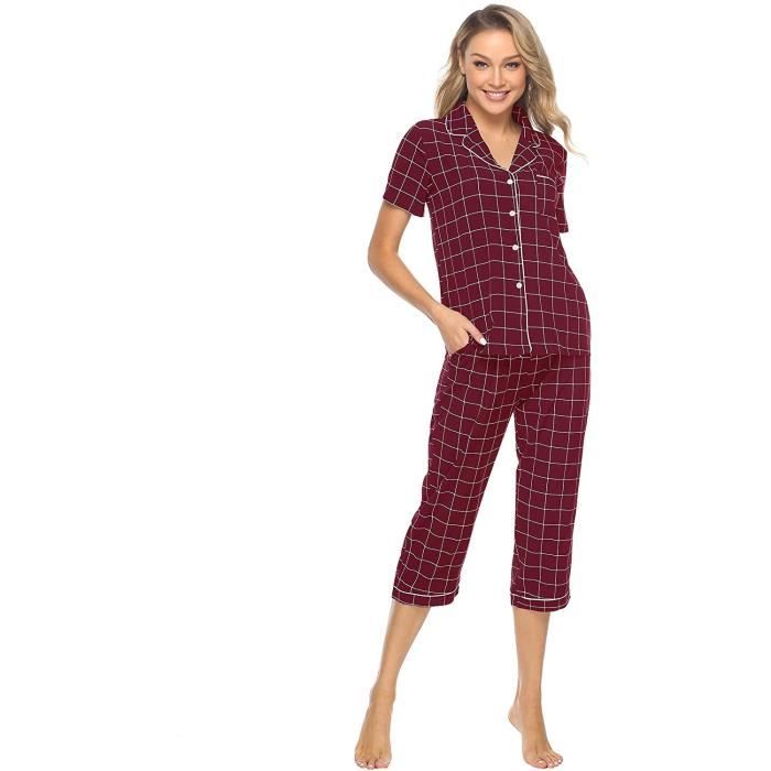 Ensemble Pyjama D'été Femme - Taille L - Coton Rayé Imprimé Love
