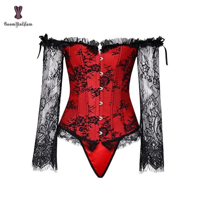 Corset Renaissance Femme Avec Manches Bouffantes - Style Gothique Vintage - Pour Halloween, Carnaval, Soirée à Thème