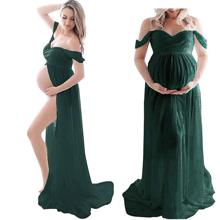 Robe De Grossesse Velours Soirée - Pour Shooting Photo Maternité, Cérémonie, Hiver, Tailles S à XL