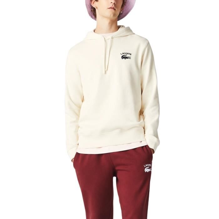 Sweat Lacoste Classic Fit Beige pour Homme Beige Cdiscount Pr t