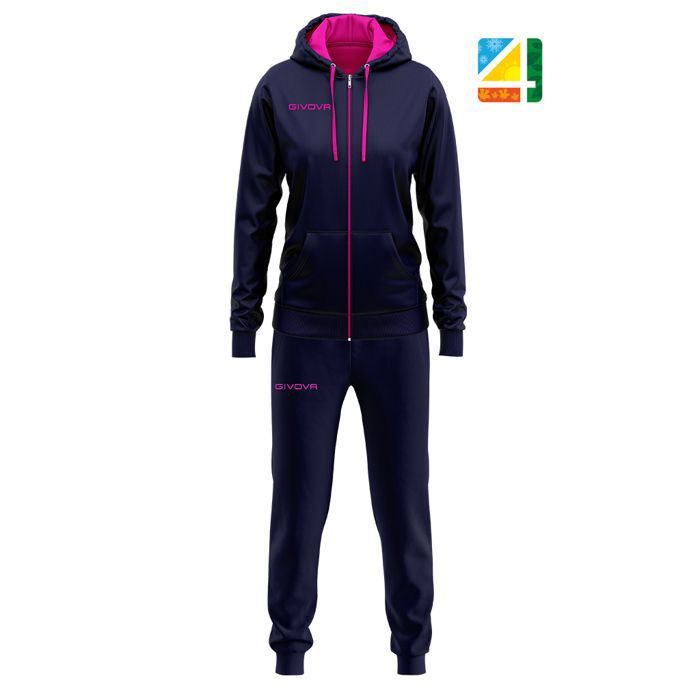 Survêtement - GIVOVA - King - French Terry 80%P/20%C - Rétention thermique - Navy/Fuxia - Femme/XL Survêtement - GIVOVA - King - French Terry 80%P/20%C - Rétention thermique - Navy/Fuxia - Femme/XL