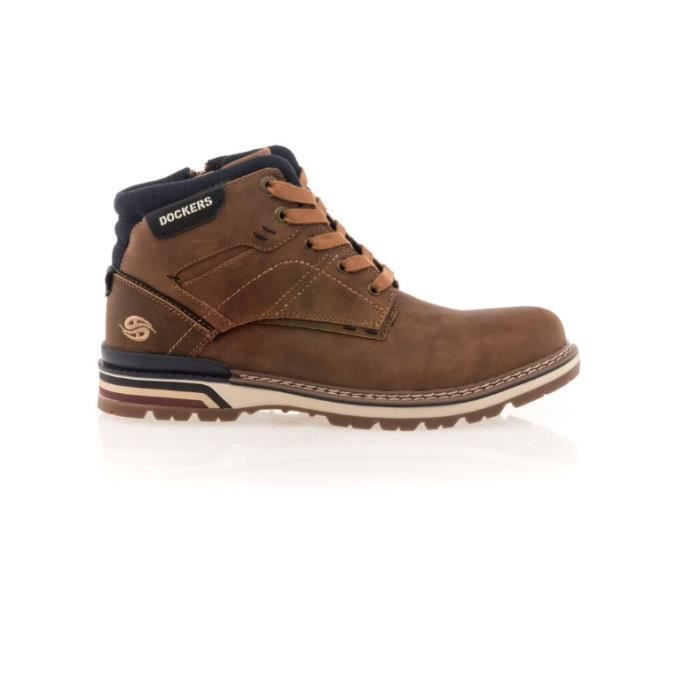 Bottines Homme en Cuir Marron Cognac DOCKERS Hauteur de la