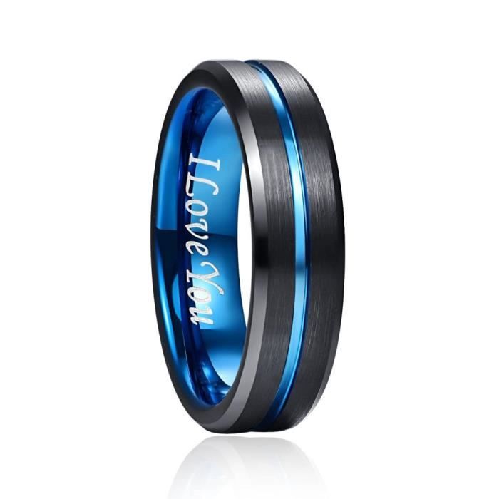Bague Homme En Tungstene Noir Avec Encoche Centrale Bleue Homme Femme Pour Compagnon De Mariage Passe Temps Et Mode Blue 54 Blue Achat Vente bague anneau bague