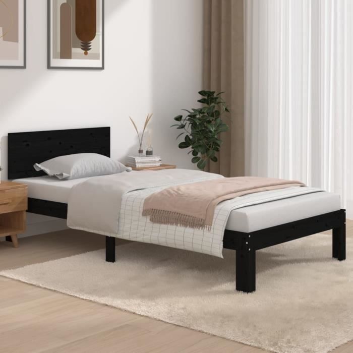 HOJINLINERO Lit Simple Cadre de lit 90 x 190 cm Lit Enfant en Métal et Bois,Assemblage Simple,pour Petits Espaces Adultes Adolescents,Sommier 90x190,Noir HOJINLINERO Lit Simple Cadre de lit 90 x 190 cm Lit Enfant en Métal et Bois,Assemblage Simple,pour Petits Espaces Adultes Adolescents,Sommier 90x190,Noir