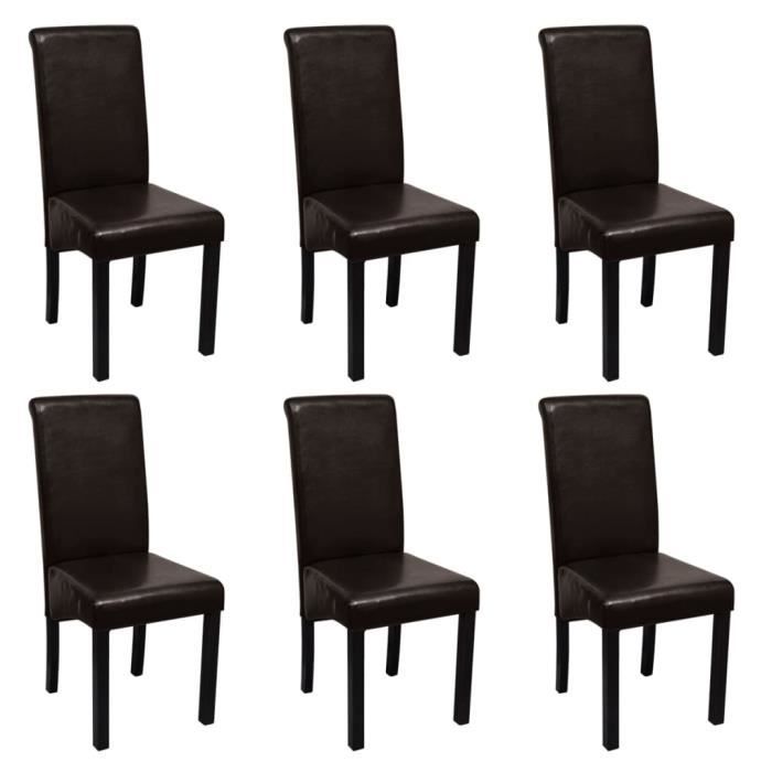 6 pcs Chaise de salle à manger Cuir synthétique Marron Lot de 6 Chaises