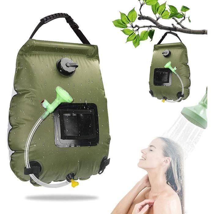 Sac De Douche Solaire 20L Yuragim - Douche Portable Chauffante Camping Avec Pommeau Amovible, Idéal Randonnée, Plage, Voyage, Chasse Et Pêche - Chauffe Jusqu'à 45°C Au Soleil