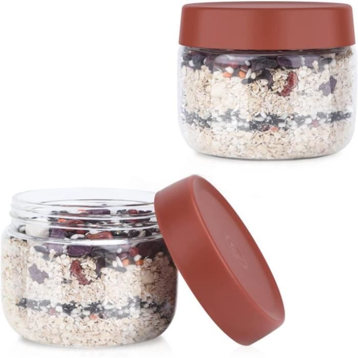 Lot De 6 Pots Overnight Oats En Verre - 500 Ml, Couvercle étanche, Pour Salades, Porridge, Puddings, Smoothies