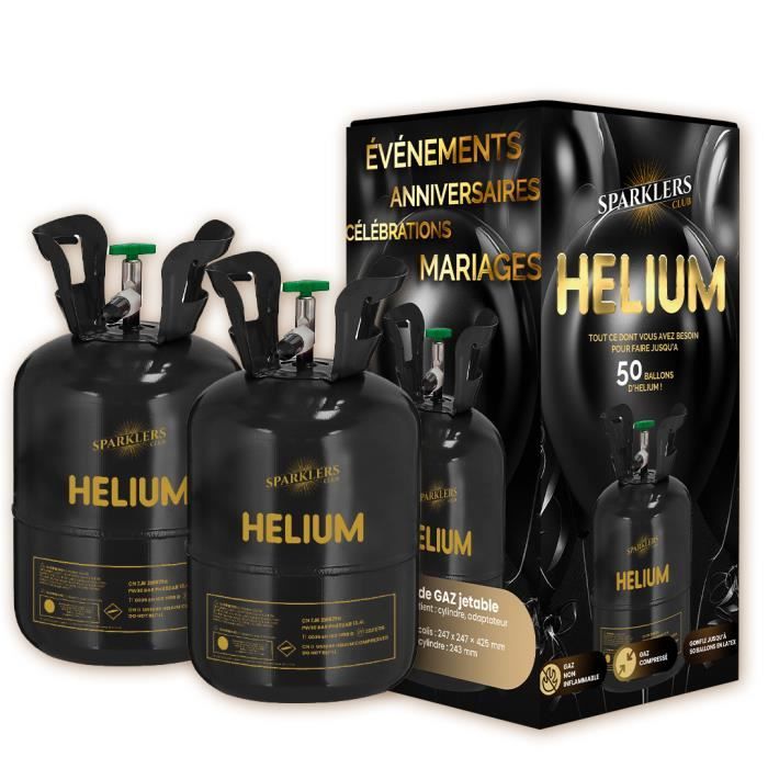 BOUTEILLE HELIUM POUR BALLON 100 - Grande Bouteille Helium Jetable (2x50) - Bouteille  Helium 100 Ballons - Gaz Helium pour 100 Ballon : : Cuisine et  Maison