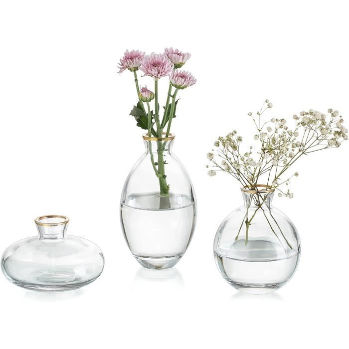 Petit Vase Pour Décoration De Table Vases En Verre Faits à La Main Pour Fleurs, 3 Pièces Vases à