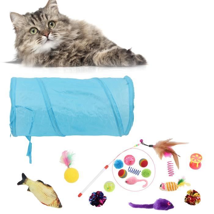 Comparer les prix de Ensemble de jouets pour chats - SURENHAP - Tunnel interactif - Bâton de taquinerie - 18 pièces - Multicolore