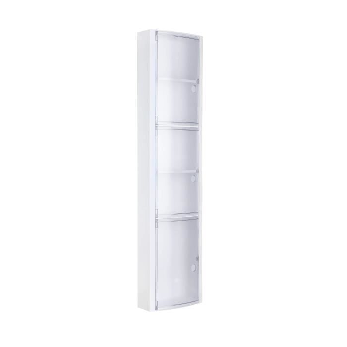 tatay armoire de rangement suspendue pour salle de bain vertical en plastique, 8kg de résistance, 3 portes en couleur translucide