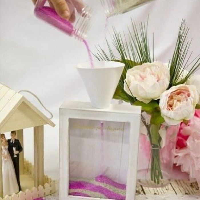 Cadre photo personnalisé de cérémonie de mariage avec sable