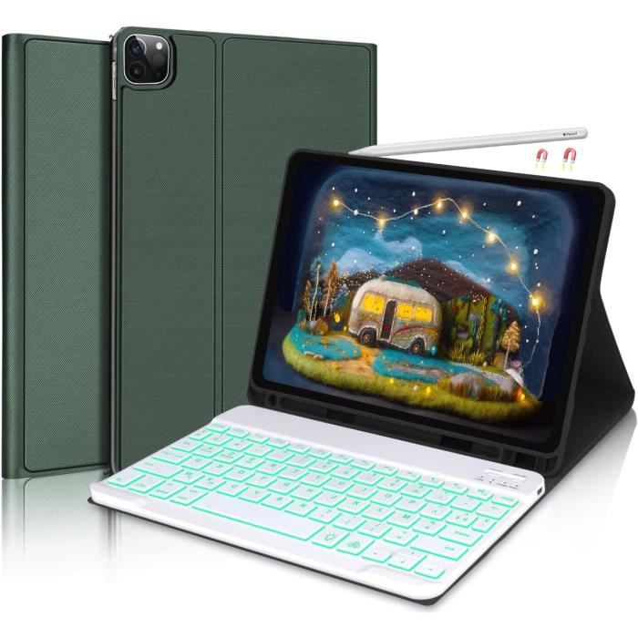Étui Avec Clavier Bluetooth Pour IPad Air 11 (M3/M2) Et IPad Pro 11 - QWERTY Italien, Amovible, Vert Foncé