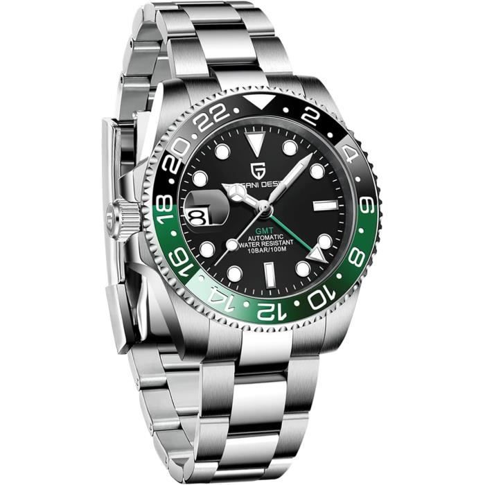 Montre Automatique GMT Out Of Order MARGARITA - Acier, Cadran Sable/blanc, Cuir - 40mm, 300m étanche - Neuf Avec Boîte