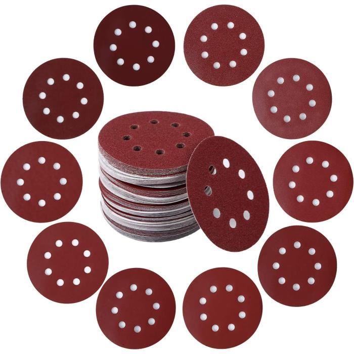 Lot De 50 Disques Abrasifs 125mm - Grains Mixte 1000 à 3000 - 8 Trous - Pour Ponçage Humide/Sec Auto Et Bois