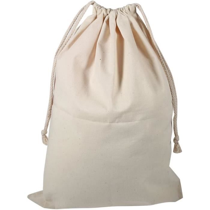 Lot De 20 Sacs En Coton Réutilisables Avec Cordon 30x19.5cm - Mousseline Écru Pour Cadeaux, Rangement Et Courses